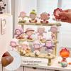 EHERDM Wood Display Stand for Action Figures Tiered Showing Risers Collectibles Organizer Detachable Wooden Storage Rack for Figurines Toys Mini Dolls Cupcakes 3-Tier view 2