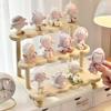 EHERDM Wood Display Stand for Action Figures Tiered Showing Risers Collectibles Organizer Detachable Wooden Storage Rack for Figurines Toys Mini Dolls Cupcakes 3-Tier view 3