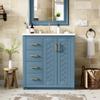 Merax 30'' Bathroom Vanity with Ceramic Sink Combo, Solid Wood Frame Bathroom Storage Cabinet, Freestanding Vanity Set with 3 Drawers& Soft Closing Doors, Indigo view 1