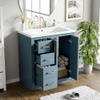 Merax 30'' Bathroom Vanity with Ceramic Sink Combo, Solid Wood Frame Bathroom Storage Cabinet, Freestanding Vanity Set with 3 Drawers& Soft Closing Doors, Indigo view 3