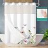 No Hook Shower Curtain with Snap in Liner,Garden Watercolor Blossom Flower Waterproof Bath Curtain with See Through Top Window,Floral Leaf Butterfly on White Shower Curtains for Bathroom,36x78in view 3