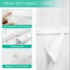 No Hook Shower Curtain with Snap in Liner,Garden Watercolor Blossom Flower Waterproof Bath Curtain with See Through Top Window,Floral Leaf Butterfly on White Shower Curtains for Bathroom,36x78in view 4