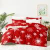 CCoutueChen White Snowflake Pattern Comforter Set King Size, Classic Christmas Elemental Bedding Set for Adult Women Bedroom Decor,3 Pieces Soft Down Comforter with 2 Pillowcases,Red White view 2