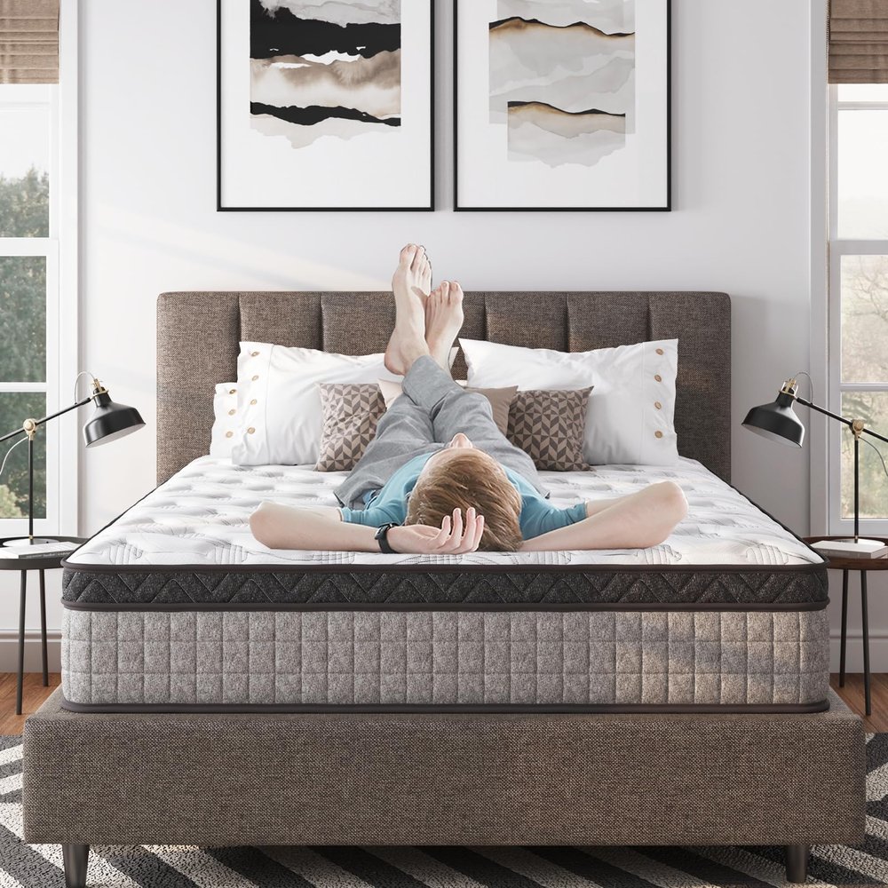 Twin Size Mattress, 10 Inch Gel Memory Foam and Innerspring Hybrid Mattress in a Box with Individual Pocket Spring for Motion Isolation & Pressure Relief, CertiPUR-US, Medium Firm (10 Inch, Twin)