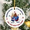Personalized Christmas Ornament Gift for Friends, Work Bestie, Coworker, Circle Ceramic Ornament, Friendships May Start at The Workplace view 2
