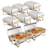 HomGarden 8 Pack 8QT Chafing Dish Stainless Steel Complete Buffet Set, High Grade Chafers and Buffet Warmer Set for Kitchen Party Banquet Dining, Gold and Silver view 1