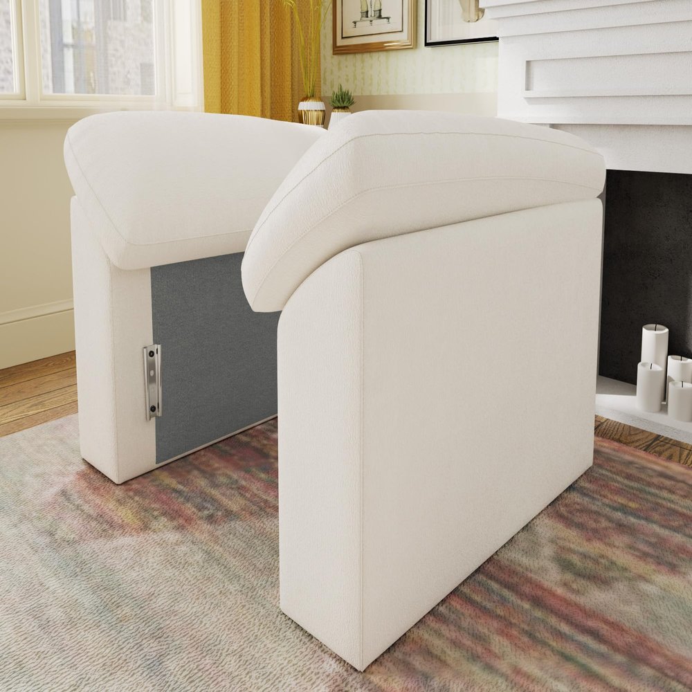 EASE MOOSE Armrest Accessories Module for Chenille Modular Sectional Sofa,White