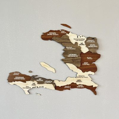 3D Haiti Wooden Country Map Wall Art Decor - Unique Handmade Housewarming Gift for Haiti, Perfect for Home or Office Dcor (15.7"x11.8" | 40 x 30 cm)
