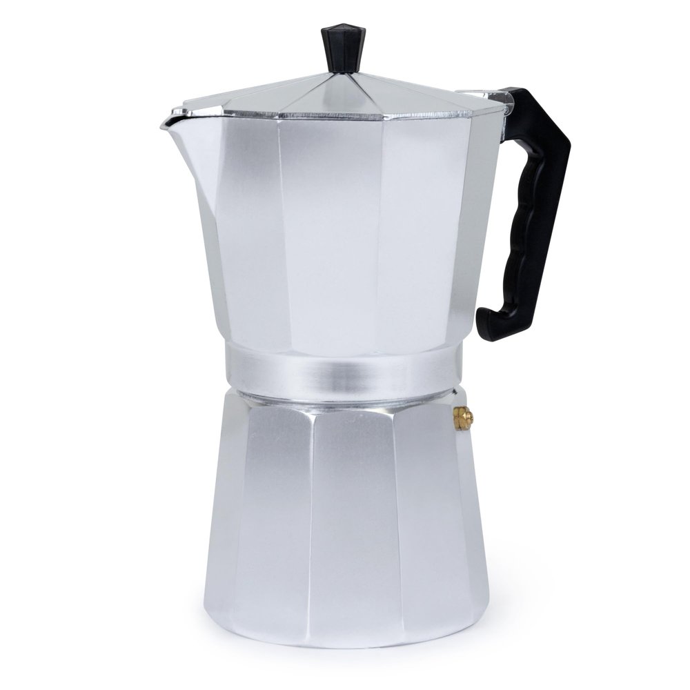 12 Cup Espresso Coffee Maker  Durable Aluminum, Fast Brewing, Sleek Design