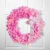 Northlight Pre-Lit Artificial Pine Christmas Wreath - 24" - Pink- Clear Lights view 2
