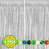 2PC Silver Streamers Party Decorations, Tinsel Backdrop Curtain Fringe Door Streamers Backdrop Party Decorations, Silver Fringe Backdrop for Disco Bachelorette Birthday Decorations view 1