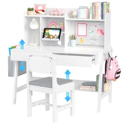 GDLF Kids Desk and Chair Set, Height Adjustable Kids Study Table, Ages 5-12