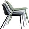 2xhome Set of 6 Modern Stackable Armless Dining Chairs, Plastic Shell Seat with Upholstered PU Leather Cushion Padded Seat Metal Legs for Home Kitchen Patio Cafe (Green) view 4