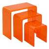 2 Inch Deep 3 Piece Acrylic Riser Display Stand Color Variation Set 5 (Neon Orange) view 1