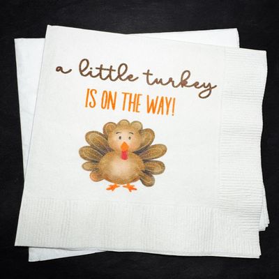 A Little Turkey' is on the Way Thanksgiving, Baby Shower Fall Turkey Baby Shower - Cocktail, Napkins Set of 25