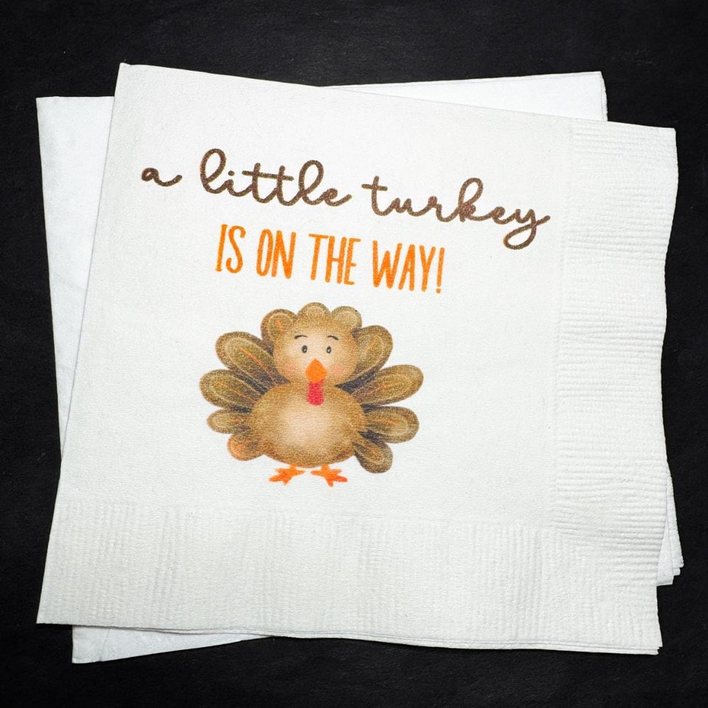 A Little Turkey' is on the Way Thanksgiving, Baby Shower Fall Turkey Baby Shower - Cocktail, Napkins Set of 25