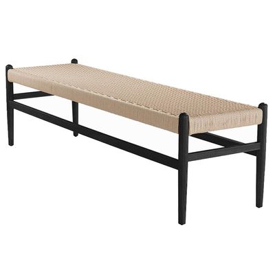 DIEYPOL Bench for Bedroom End of Bed Rattan Bench, Home Shoe Changing Stool, Simple Rope Sofa Bench, Simple Small Apartment Solid Wood Bed End Stool(A)