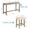 4 Piece Dining Table Set with Power Outlet for 3, Rusitc 59" Counter Height Bar Table Set with Upholstered Stools for Kitchen, Save Space, Brown view 2