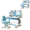 GIFZES Kids Desk and Chair Set, Height Adjustable Kids Desk with Chair, Kid School Study Desk and Chair Set with Sitting Corrector, Ergonomic Desk Chair with Book Stand, Foot Pedal (Blue) view 1