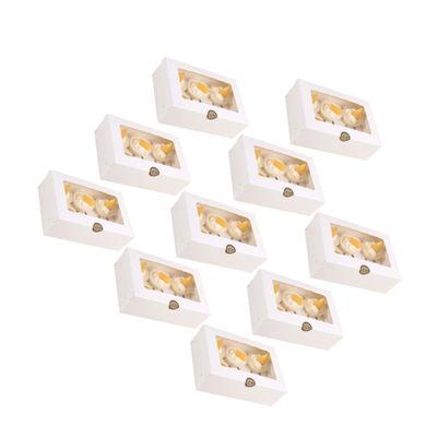OKUMEYR 10pcs White Paper Cupcake Boxes Inserts for Muffins Cookies and Desserts for Parties and Home Bakeries Secure Design to Showcase Treats