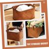 HOLIDYOYO Pastoral Style Woven Storage Basket Clothes Hamper for Toys and Laundry Versatile Organizer with Pu Handles Caramel Color view 2