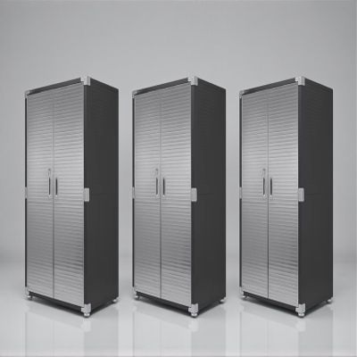 Durable Stainless Steel Storage Cabinet with Secure Locking Mechanism and Adjustable Shelves for Organized Storage, 36" W x 24" D x 72" H, (Graphite, 3 Pack)