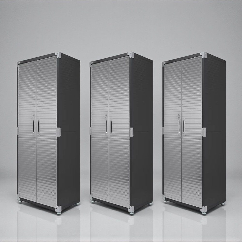 Durable Stainless Steel Storage Cabinet with Secure Locking Mechanism and Adjustable Shelves for Organized Storage, 36" W x 24" D x 72" H, (Graphite, 3 Pack)