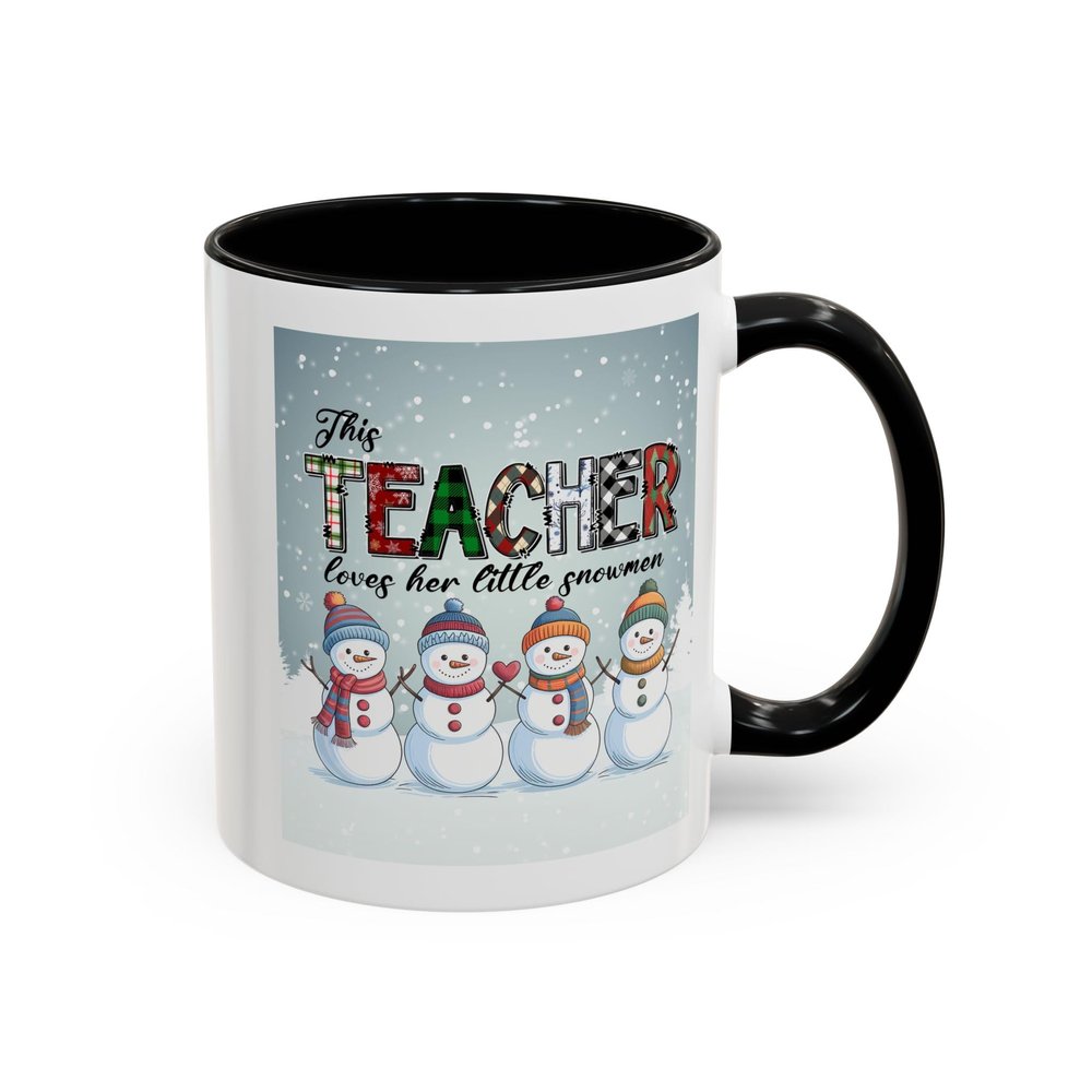 Accent Coffee Mug, This Teacher Love Her Snowman Christmas Gift, Holiday Mug, Gift for Teachers 11oz and 15oz