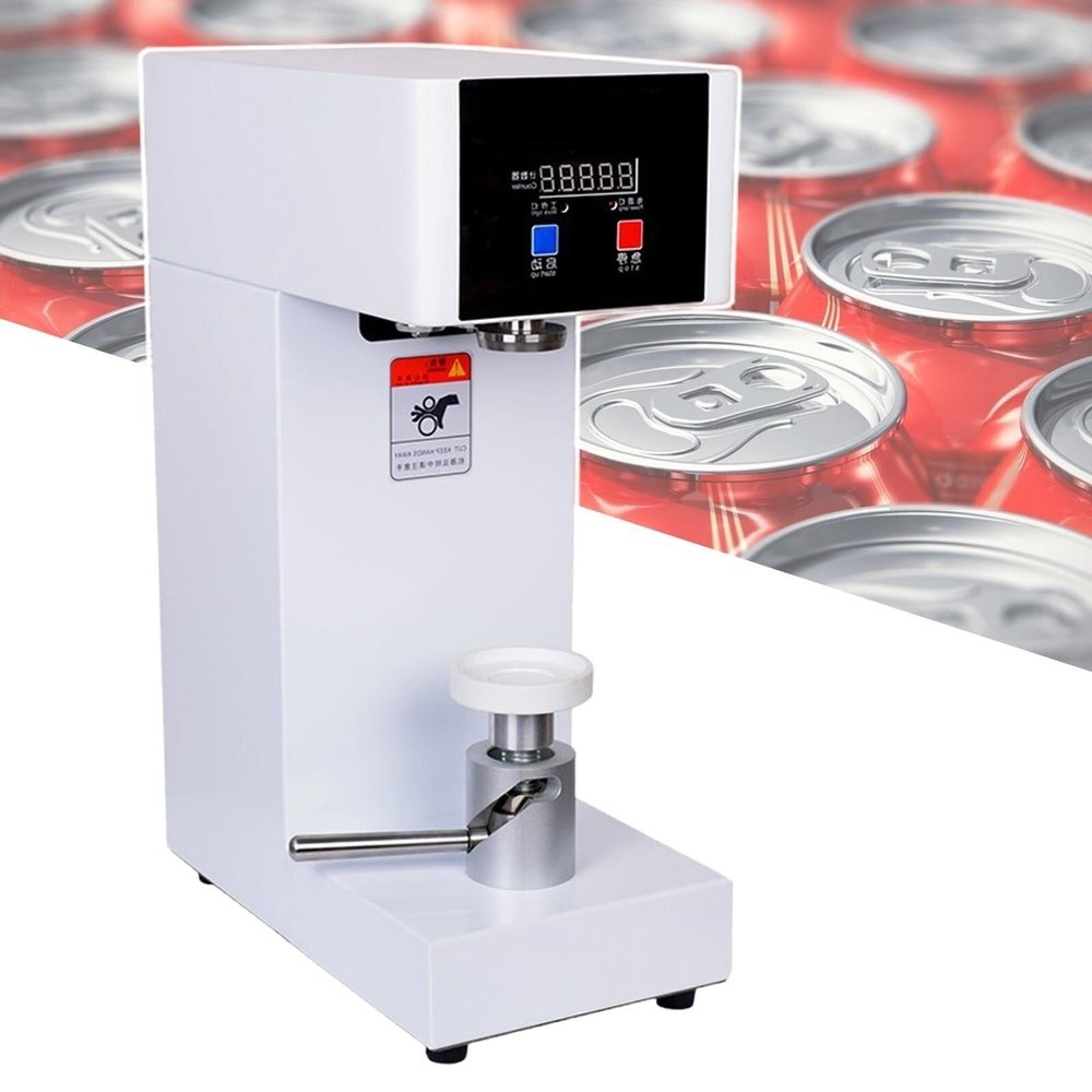 QIUFANGM Electric can Sealing Machine for Milk Tea Shop with Anti-Fall Double Protection Lifting Shaft, Large Area Heat Dissipation and Firm Sealing(White,110V)