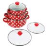 BEBEMOKO 1set Enamel Cooking Pots Double-handled Stock Pot Flat Bottom for Even Heating for Meals Enamel Cookware with Lid Dots view 1