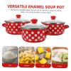 BEBEMOKO 1set Enamel Cooking Pots Double-handled Stock Pot Flat Bottom for Even Heating for Meals Enamel Cookware with Lid Dots view 4