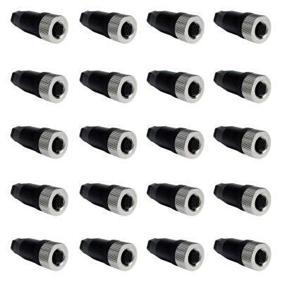 5/20Pcs Waterproof M12 Power Connector, Aviation-Grade Male & Female Plug Socket, 4/5/8/12-Pin Options, Screw Crimping for Sensor, UAV, LED, Agricultural Machinery (5 Pin Female 20)
