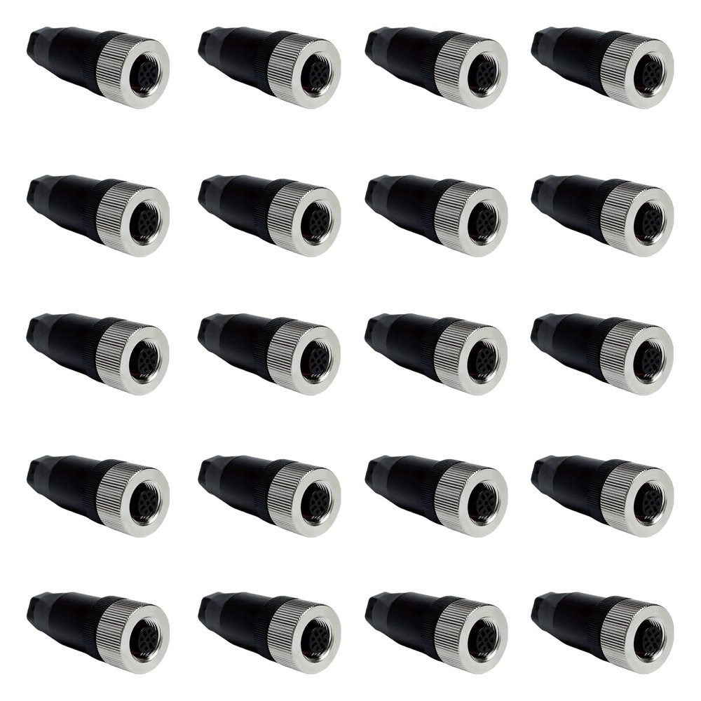5/20Pcs Waterproof M12 Power Connector, Aviation-Grade Male & Female Plug Socket, 4/5/8/12-Pin Options, Screw Crimping for Sensor, UAV, LED, Agricultural Machinery (5 Pin Female 20)