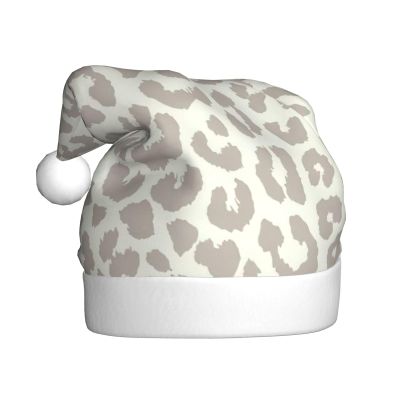 DRTGEDS Brown Pattern Leopard 1 Pcs Santa Hat Plush Christmas Hat Santa Hat For Adults For Xmas New Year Party Headwear