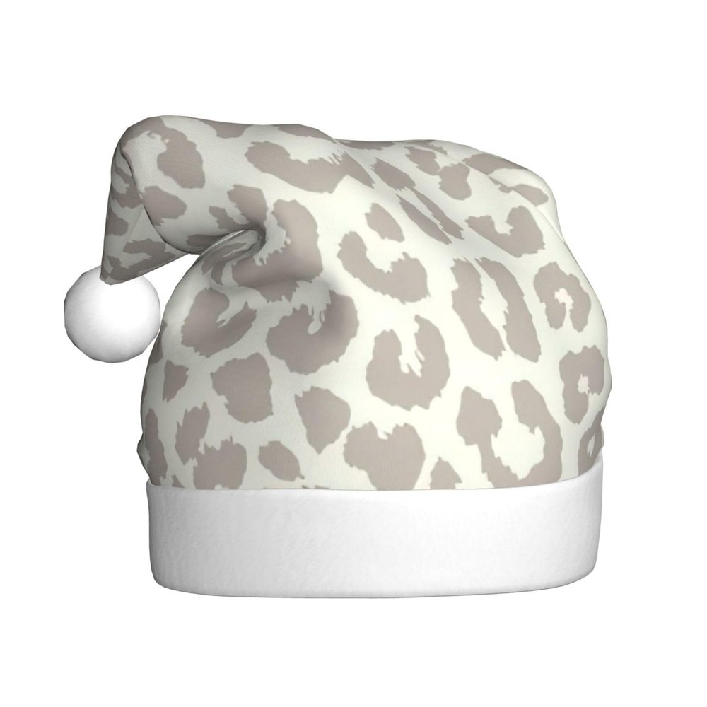 DRTGEDS Brown Pattern Leopard 1 Pcs Santa Hat Plush Christmas Hat Santa Hat For Adults For Xmas New Year Party Headwear