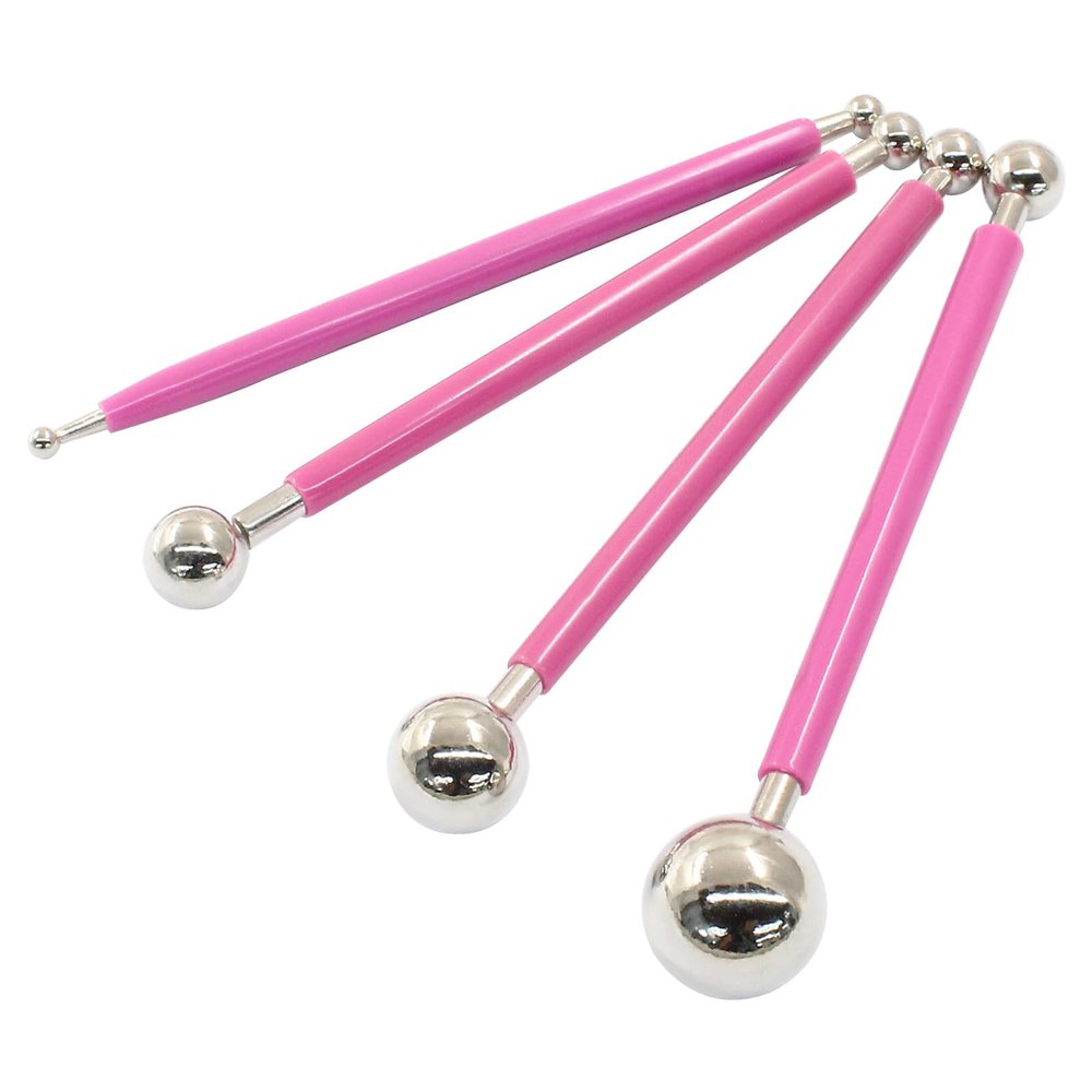Kemcatui 4Pcs Pink Ball Shaped Cake Dotting Tool