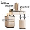 YUNSEU Vanity Desk with Mirror and Lights, Makeup Vanity Desk Set, Vanity Set, Makeup Vanity Desk with Cushioned Stool for Bedroom,3 LED Lighting Modes,Free Retractable Side Cabinet view 3