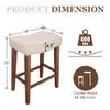PrimeZone Counter Height Bar Stools Set of 6 - Backless Saddle Barstools with 4.3" Thick Upholstered, Nailhead Trim Linen Fabric & Solid Wood Legs, 26 Inch Counter Stools for Kitchen Island, Beige view 3