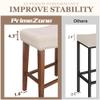 PrimeZone Counter Height Bar Stools Set of 6 - Backless Saddle Barstools with 4.3" Thick Upholstered, Nailhead Trim Linen Fabric & Solid Wood Legs, 26 Inch Counter Stools for Kitchen Island, Beige view 4
