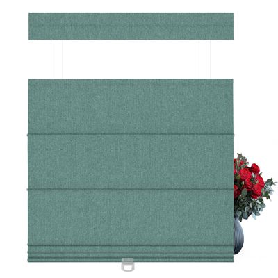 BEERISSA Roman Shades for Windows,100% Blackout-Linen Blue Green,17" W x 72" H