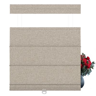 BERISSA Top Down Bottom Up Roman Shades for Windows Blackout, Cordless Fabric Roman Blinds, Thermal Insulated Room Darkening Window Shades for Home Living Room Bedroom,Linen Light Brown,42" W x 78" H