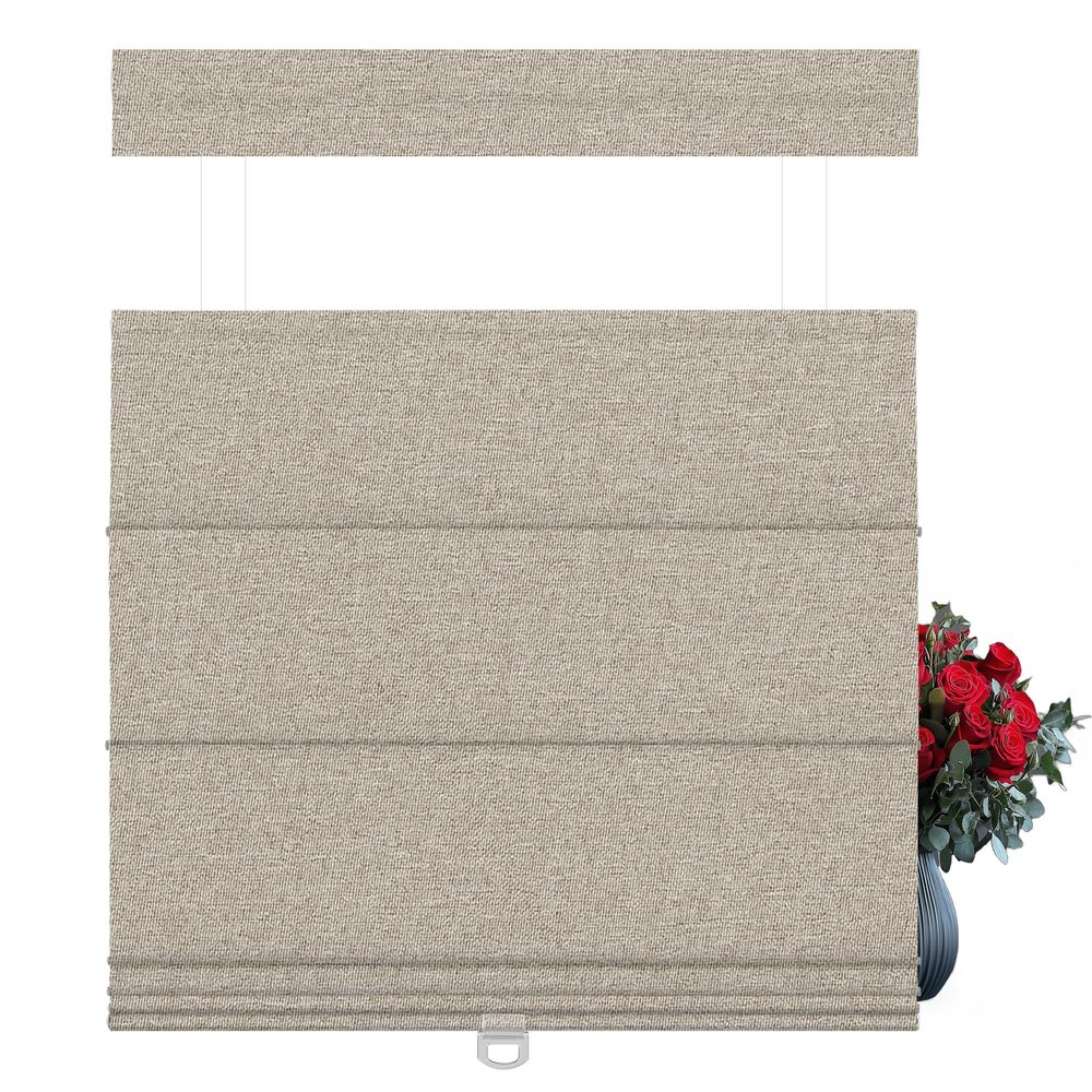 BERISSA Top Down Bottom Up Roman Shades for Windows Blackout, Cordless Fabric Roman Blinds, Thermal Insulated Room Darkening Window Shades for Home Living Room Bedroom,Linen Light Brown,42" W x 78" H