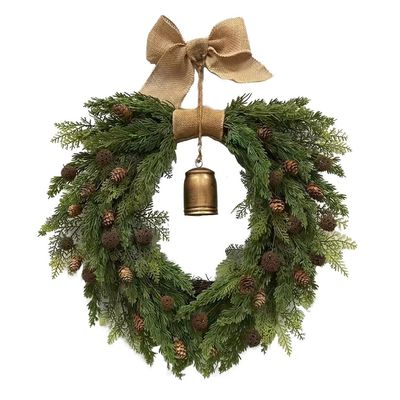 KITCISSL Home Decor Christmas Wreaths for Front Door, Farmhouse Christmas Garland Indoor Outdoor Decorations with Bells, Christmas Garland Rattan Wreaths Door Hangers Shop Party