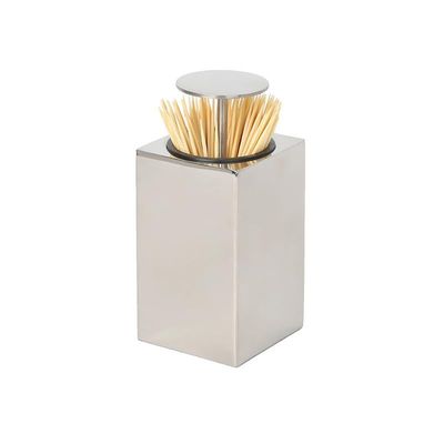 SONGCHAO Toothpick Dispenser Stainless Steel Square Toothpick Holder Plastic Push-Type Automatic Toothpick Box Cotton Swab Box Toothpick Barrel Toothpick Box Toothpicks for Appetizers