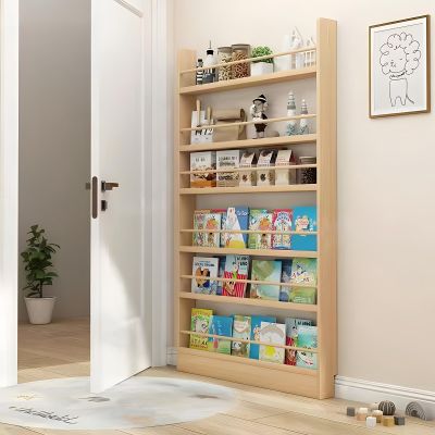 YKLYTBD Behind The Door Bookshelf, Wooden Behind Door Bookshelf 6-Tier, Space-Saving Kids Bookcase Book Shelf Organizer Storage for Toys and Books