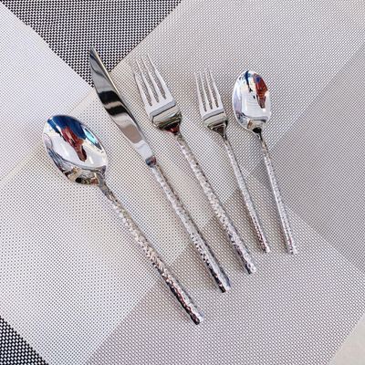 Hammered Handle Silverware Set for 14 Utensils Cutlery Set Unique 18/8 Stainless Steel Utensils Set Flatware Set Mirror Polished Utensil Sets for Home Restaurant Tableware 70 piece