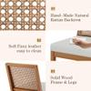 Andeworld Farmhouse Natural Rattan Dining Chairs Set of 4, Upholstered Mid Century Modern Kitchen Dining Room Side Chairs, Armless Faux Leather Kitchen Chairs with Wood Frame, Beige view 3