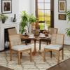 Andeworld Farmhouse Natural Rattan Dining Chairs Set of 4, Upholstered Mid Century Modern Kitchen Dining Room Side Chairs, Armless Faux Leather Kitchen Chairs with Wood Frame, Beige view 4