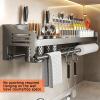 TBLOTYD Gray Wall Mounted Spice Rack With Paper Towel Holder Includes Spices And 2 Cups Organizer For Spices Shelf 70Cm,Grey-80cm 2cups view 2