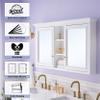 WELLFOR 55 x 30-in Bathroom Cabinet with Double-Side Mirrors, Wall Mounted Wood Mirror Storage Cabinet with 2 Soft-Close Door/ 6 Solid Wood Shelves, Anti-Fog Glass, Z-bar Hangs Vertically, White view 3